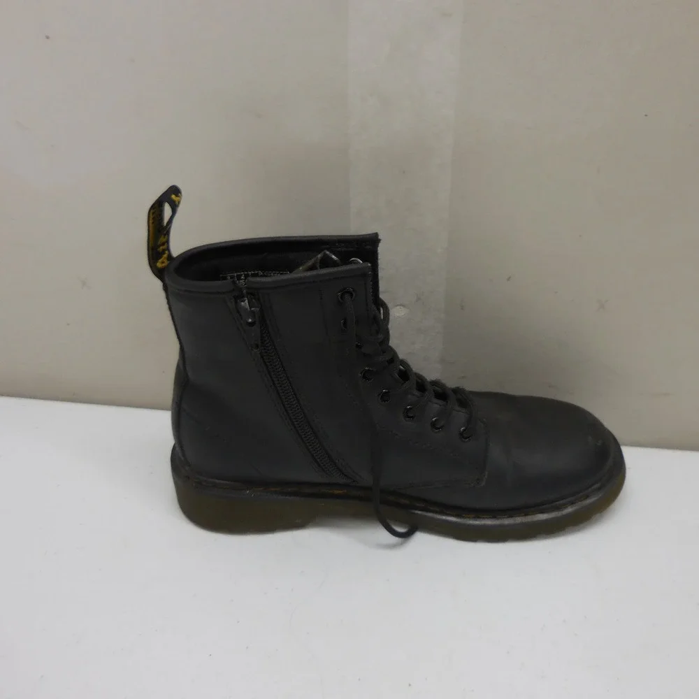 Dr. Martens 1460 J Black Leather Lace Up Side Zip Combat Boots Junior US 4M 5L